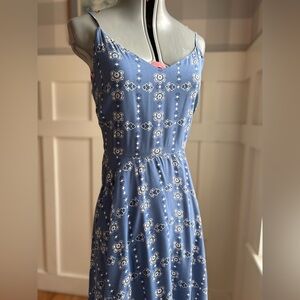 GAP Bandana Print Blue Floral V-Neck Midi Dress Medium Boho